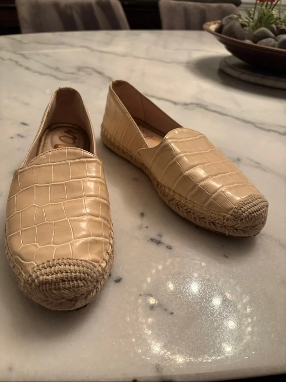 Sam Edelman Women's Kesia Creme Leather Slip On Loafer Espadrilles Shoes 7.5